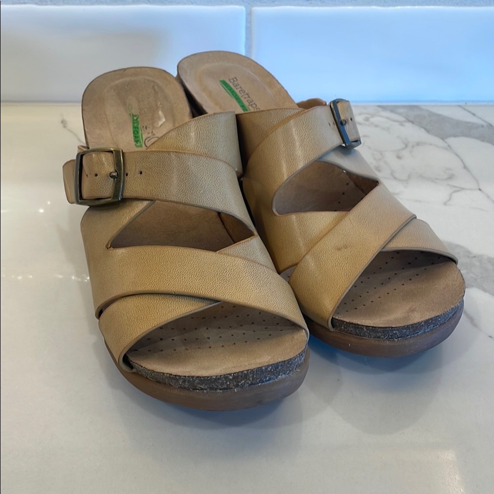 Bare Traps Tan Wedges
